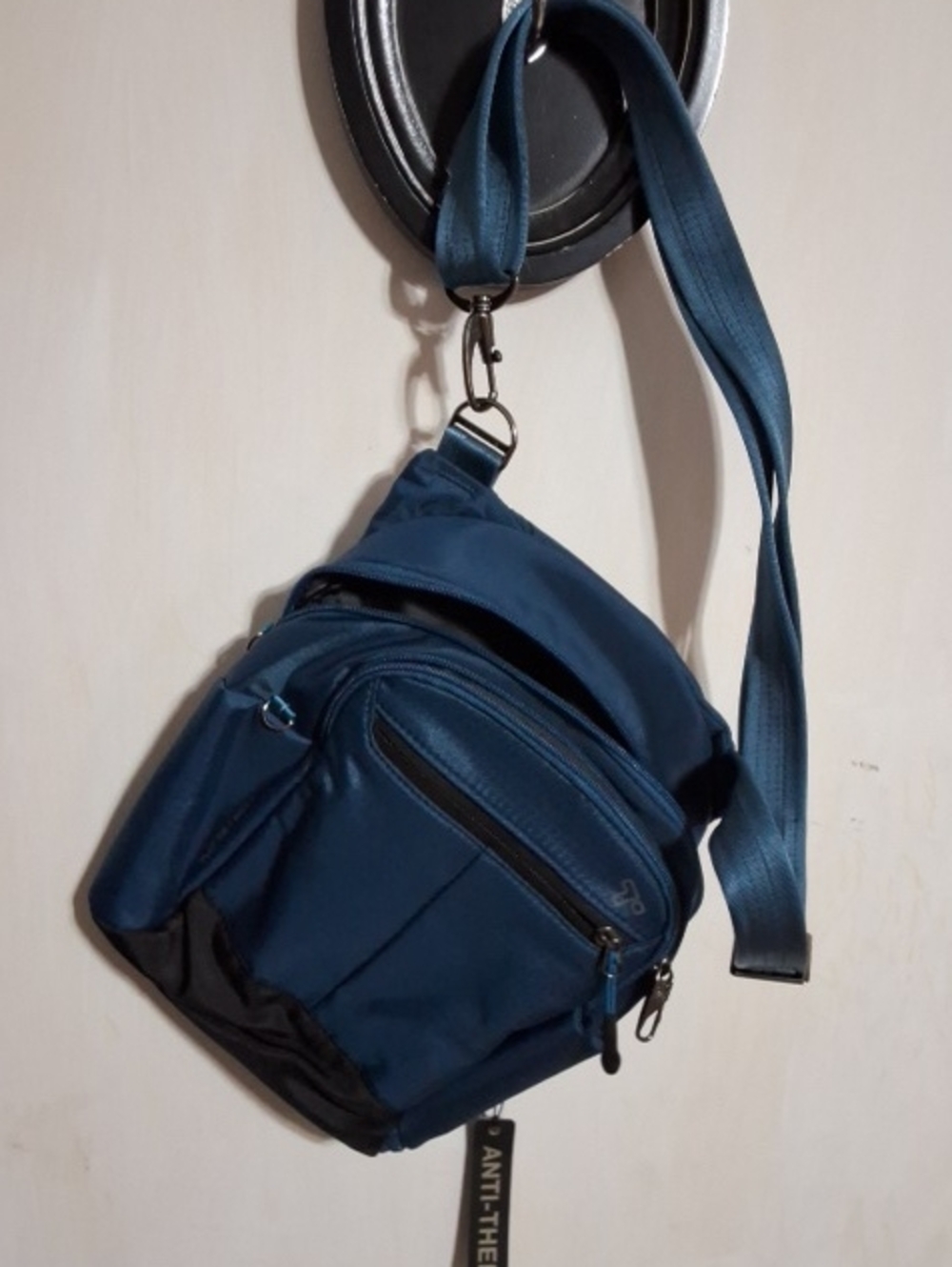 Travelon Navy Blue Crossbody Sling Bag with Black Trim